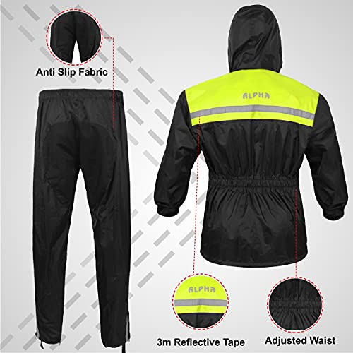 ALPHA CYCLE GEAR Rain Suit - Lightweight Waterproof Rain Gear for Men & Women, Adjustable Protective Rain Jacket and Trouser Suitable for All Sports & Outdoor Activities, Wind Resistant