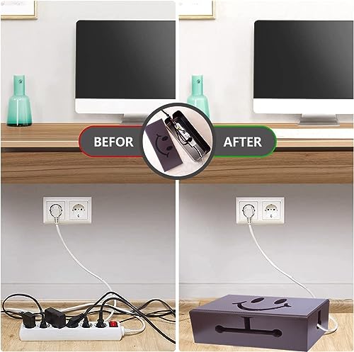 Ultimate Cable Management Box - Wood Lid, Desk & TV Organizer, Concealer for Cords, Surge Protectors, Chargers - Home/Office Solution!