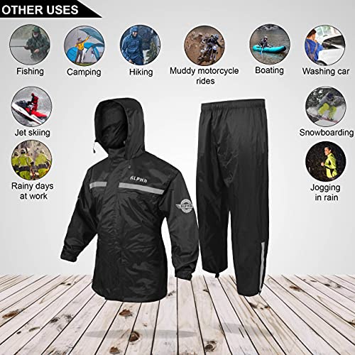 ALPHA CYCLE GEAR Rain Suit - Lightweight Waterproof Rain Gear for Men & Women, Adjustable Protective Rain Jacket and Trouser Suitable for All Sports & Outdoor Activities, Wind Resistant