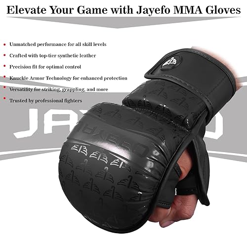 Jayefo MMA Gloves | Open Palm Sparring & Grappling Mitts | Martial Arts for Men & Women | Wrist Support | Combat Sports: MMA, Boxing, Muay Thai, Kickboxing