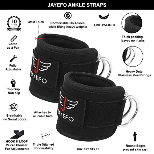 JAYEFO ANKLE STRAPS PADDED FOR CABLE MACHINE ATTACHMENT LEG KICKBACK P