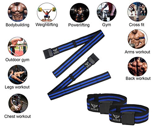 Jayefo Sports Muscle Blaster Blood Flow Restriction Bands Occlusion Straps Biceps Muscle Builder Weightlifting Powerlifting Fitness Exercise Training Gym 4 Pack|2pairs for Arms & Legs