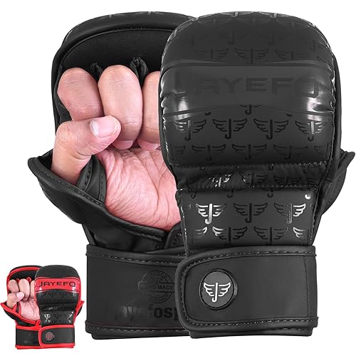 Jayefo MMA Gloves | Open Palm Sparring & Grappling Mitts | Martial Arts for Men & Women | Wrist Support | Combat Sports: MMA, Boxing, Muay Thai, Kickboxing