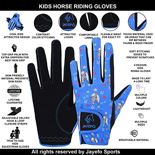 Jayefo Horse Riding Gloves Kids - Multi Purpose Lightweight Childs Riding Gloves for Boys & Girls, Non Slip Equestrian Gloves Breathable Stretched Sweat Absorbent Fit for All Seasons