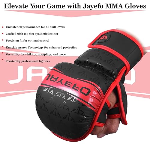 Jayefo MMA Gloves | Open Palm Sparring & Grappling Mitts | Martial Arts for Men & Women | Wrist Support | Combat Sports: MMA, Boxing, Muay Thai, Kickboxing