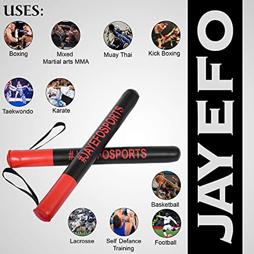 JAYEFO Boxing Training Sticks Pair - Punch Boxing Target Sticks for Muay Thai & MMA Training, Waterproof Vegan Leather Combat Striking Sticks, Coach Training Focus Mitts Pair | (Black & Red)