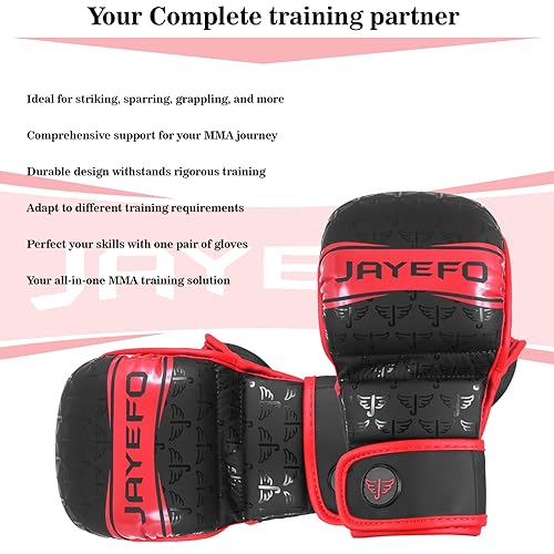 Jayefo MMA Gloves | Open Palm Sparring & Grappling Mitts | Martial Arts for Men & Women | Wrist Support | Combat Sports: MMA, Boxing, Muay Thai, Kickboxing