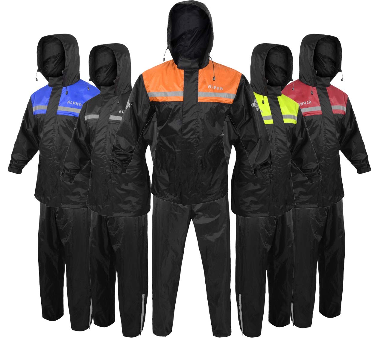 ALPHA CYCLE GEAR Rain Suit - Lightweight Waterproof Rain Gear for Men & Women, Adjustable Protective Rain Jacket and Trouser Suitable for All Sports & Outdoor Activities, Wind Resistant