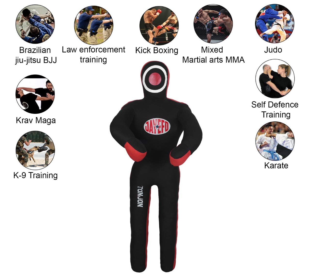 Jayefo Tonjon MMA Grappling Dummies – Jiu Jitsu Dummy for Punch Boxing & Kickboxing, Boxing Dummy for Martial Arts Karate Training, Freestanding Punching Bag for Kickboxing