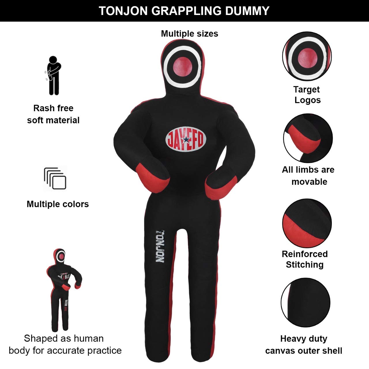 Jayefo Tonjon MMA Grappling Dummies – Jiu Jitsu Dummy for Punch Boxing & Kickboxing, Boxing Dummy for Martial Arts Karate Training, Freestanding Punching Bag for Kickboxing