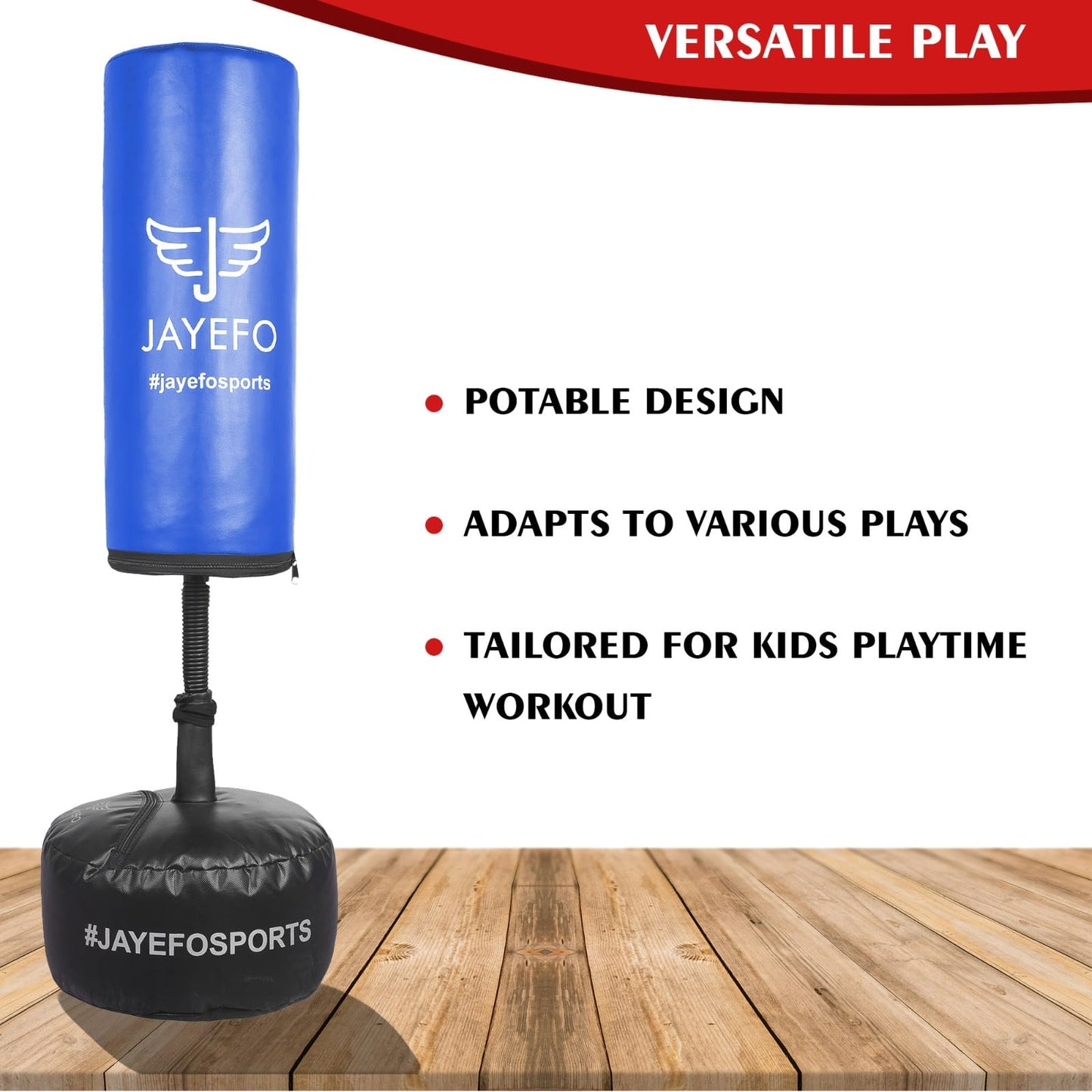 Jayefo Kids Free Standing Punching Bag (Blue)