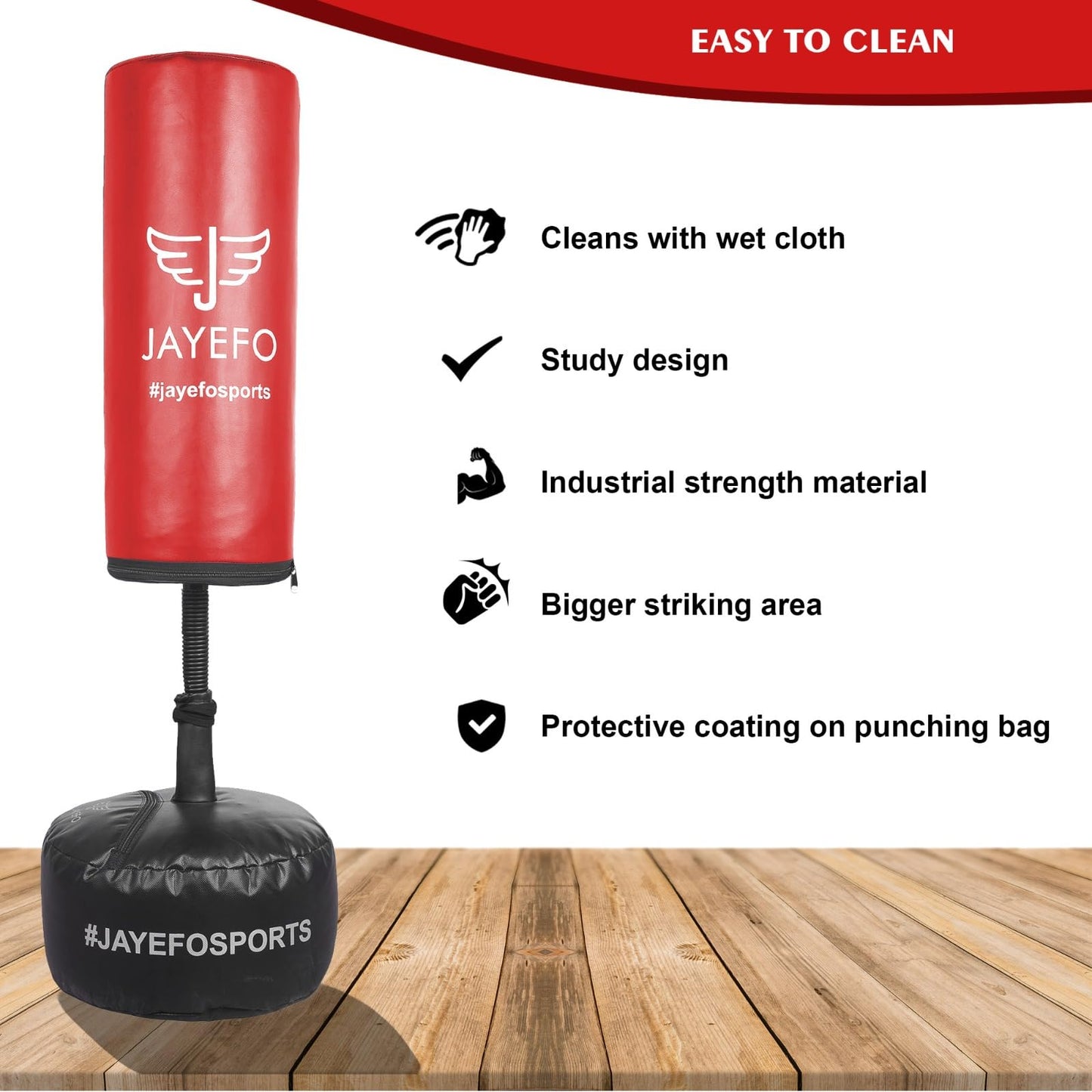 Jayefo Kids Free Standing Punching Bag (Red)