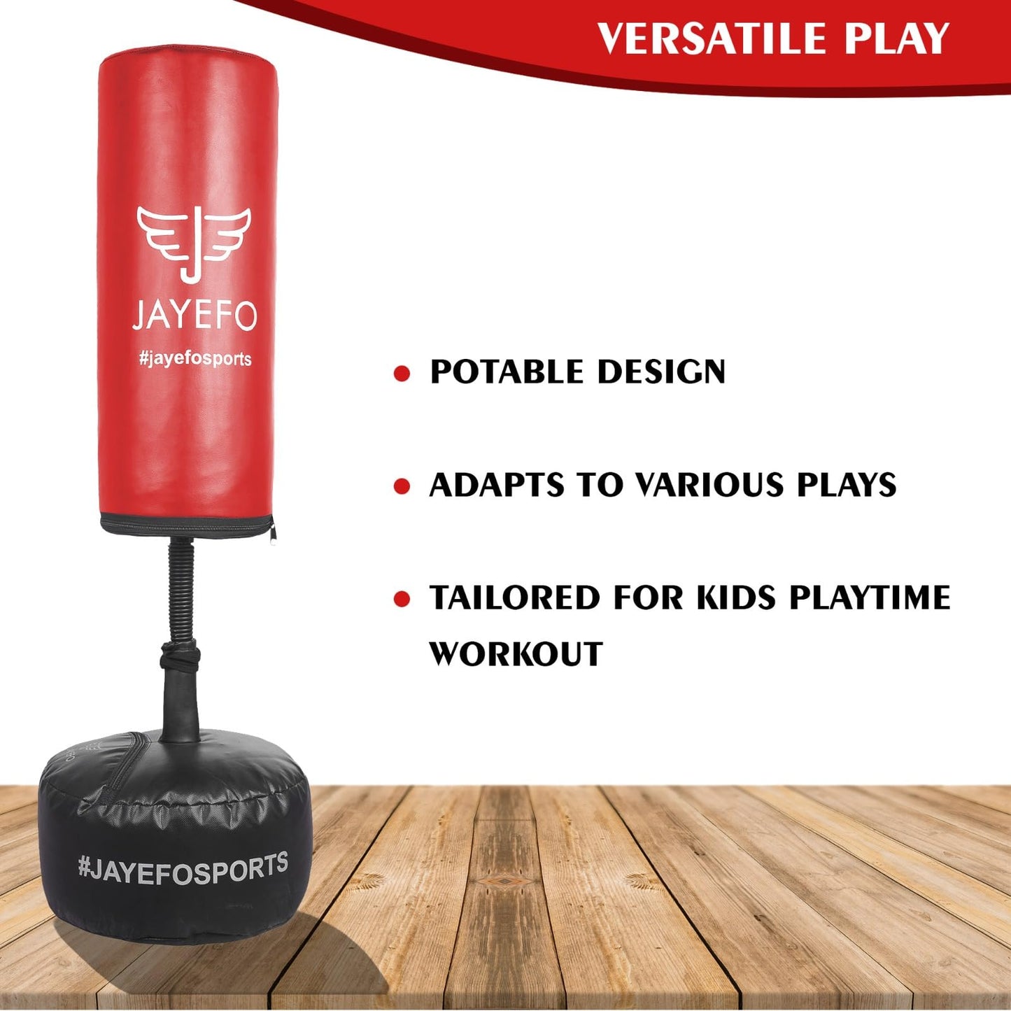 Jayefo Kids Free Standing Punching Bag (Red)