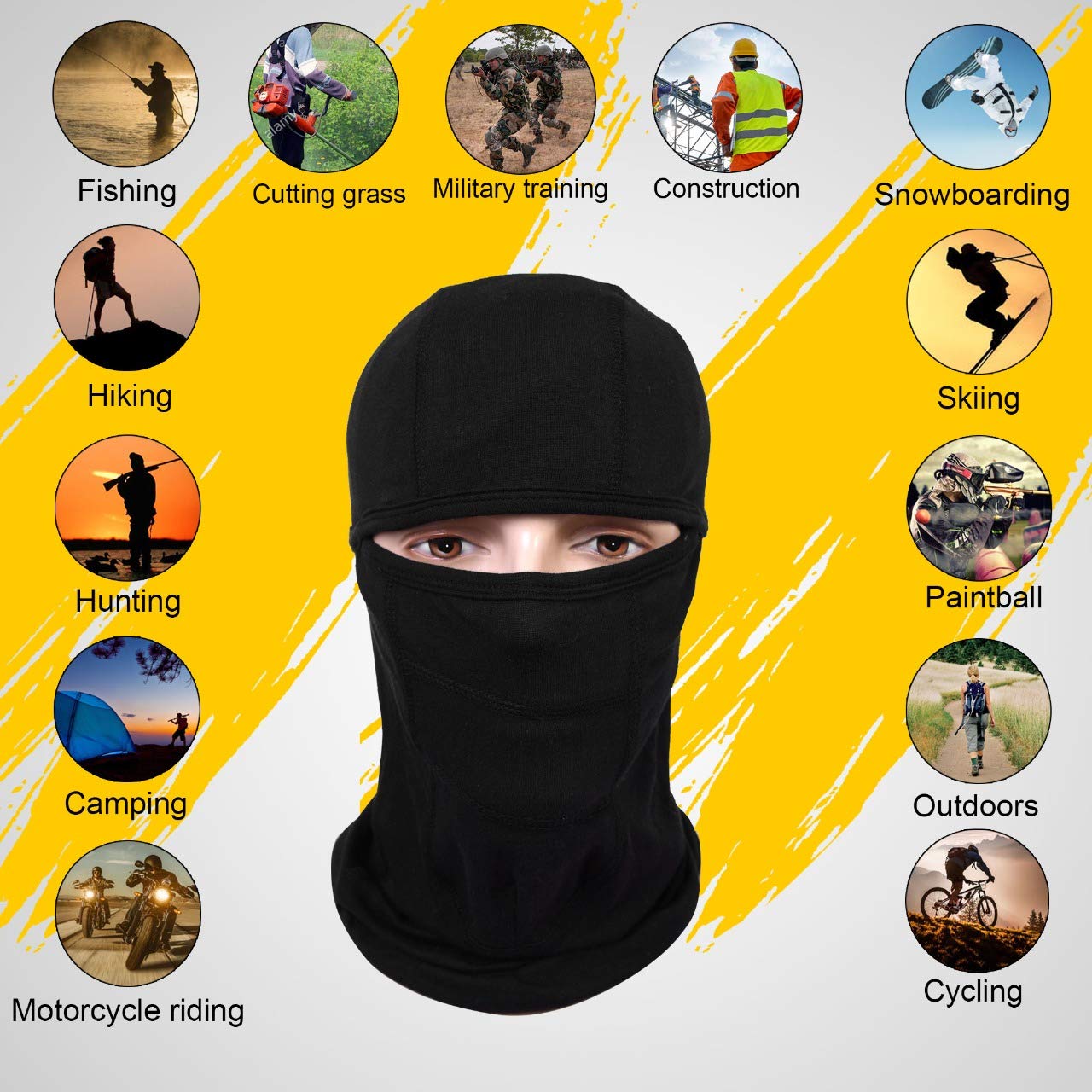 ALPHA CYCLE GEAR Balaclava face mask Men & Women uv Protection for Motorcycle Sports ski Outdoors Running dust mask Black Full