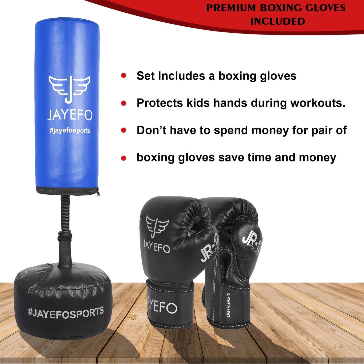 Jayefo Kids Free Standing Punching Bag (Blue)