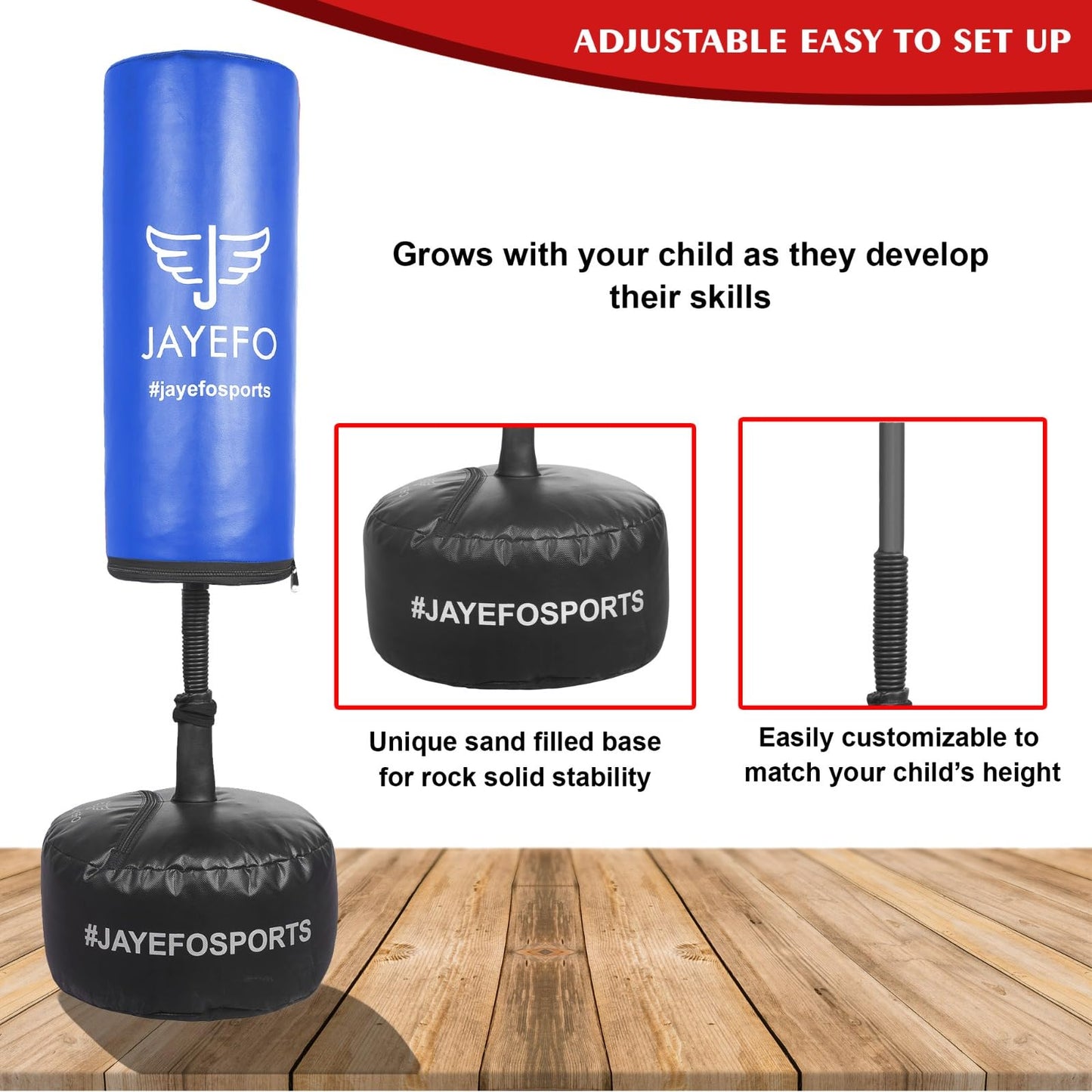 Jayefo Kids Free Standing Punching Bag (Blue)