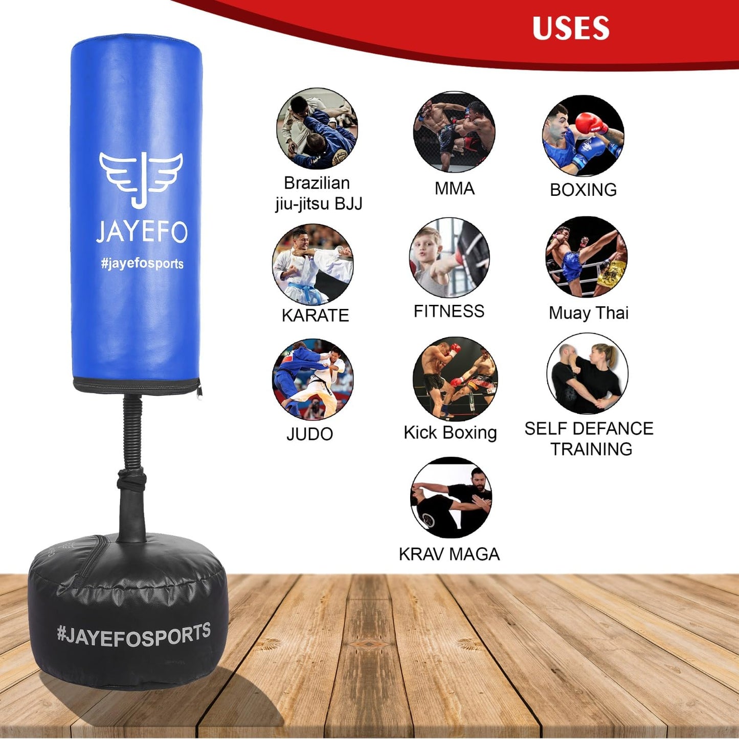 Jayefo Kids Free Standing Punching Bag (Blue)