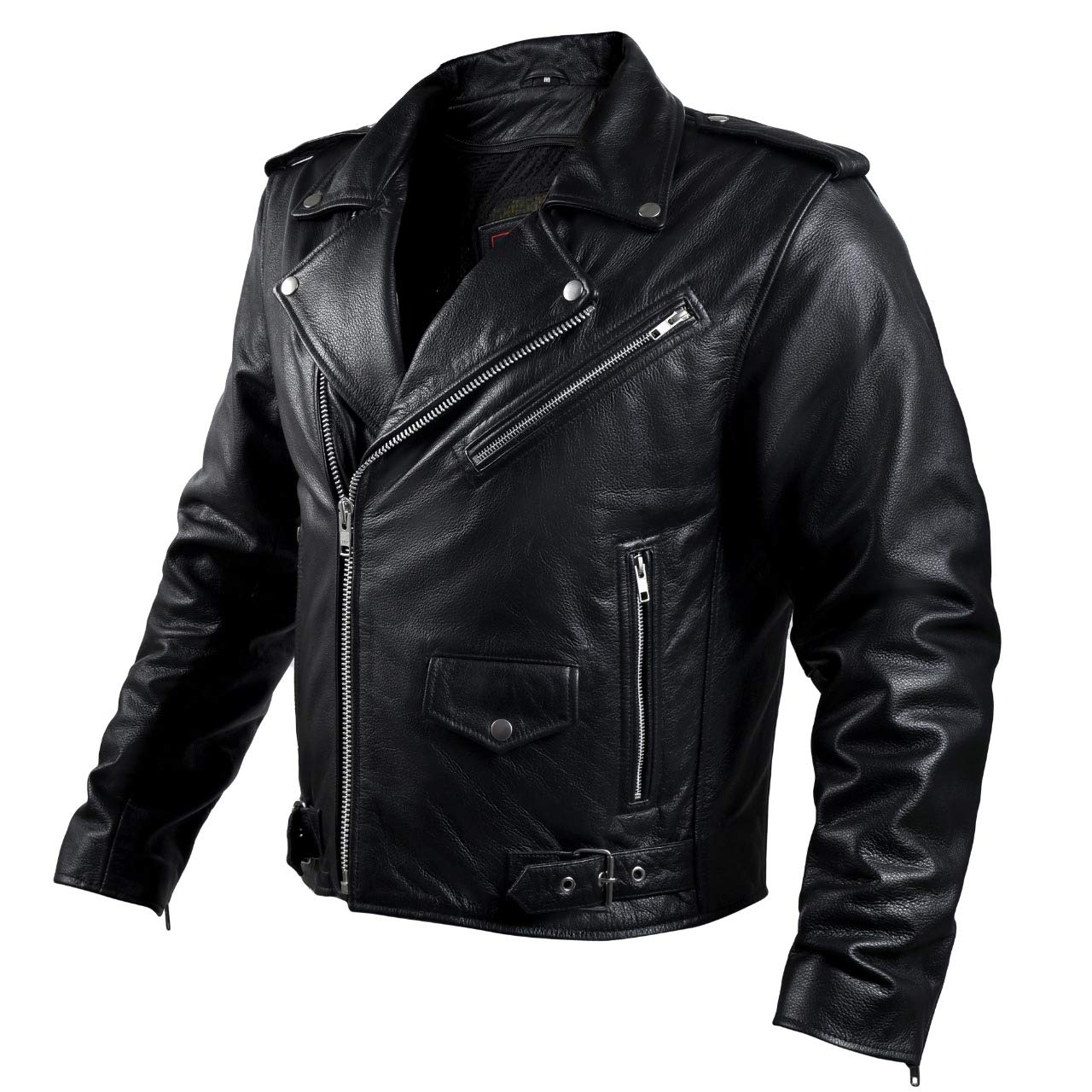 Alpha Black Leather Motorcycle Jacket – Motorcycle Armour with Genuine Biker CE Armor for Shoulder, Back & Elbows, Mens Biker Jacket for All Season with Concealed Carry