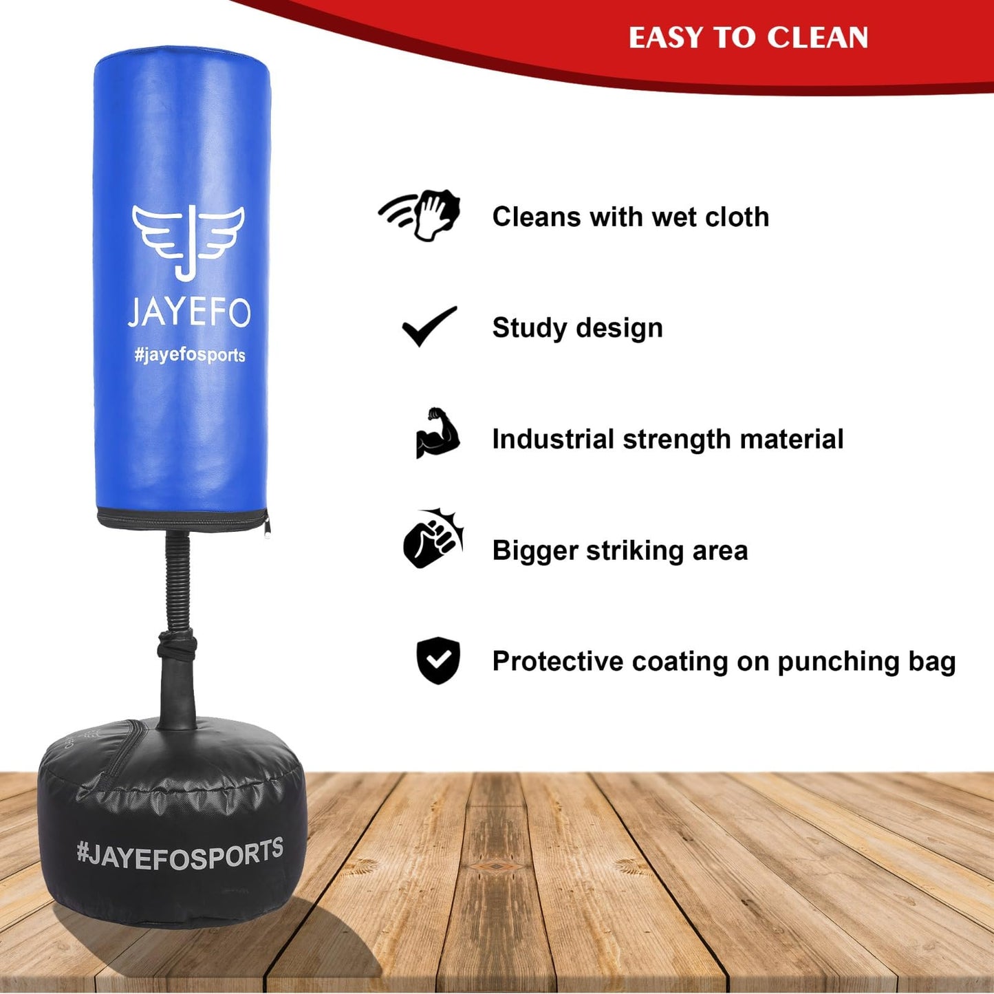 Jayefo Kids Free Standing Punching Bag (Blue)